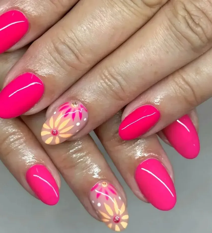 cathys nails manucure rose fleurs