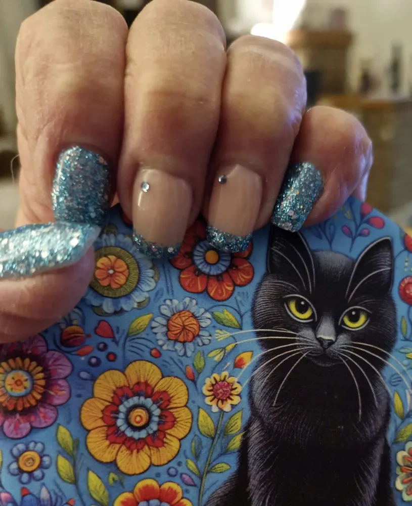 cathys nails manucure bleu fantaisie